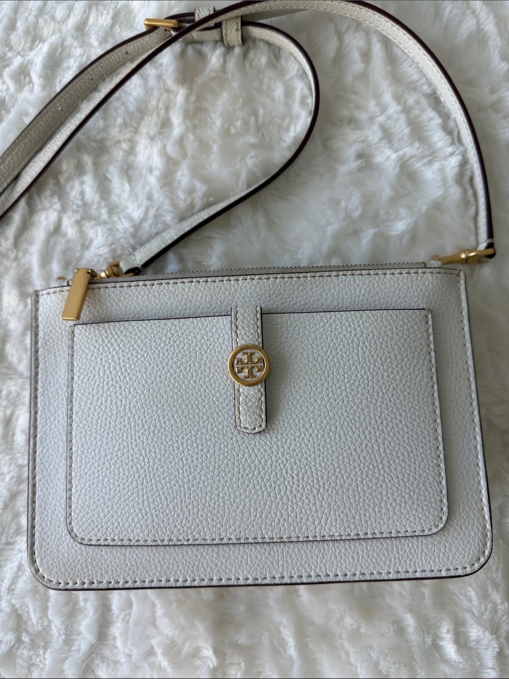Tory Burch Walker Double Zip Crossbody Gardenia/100